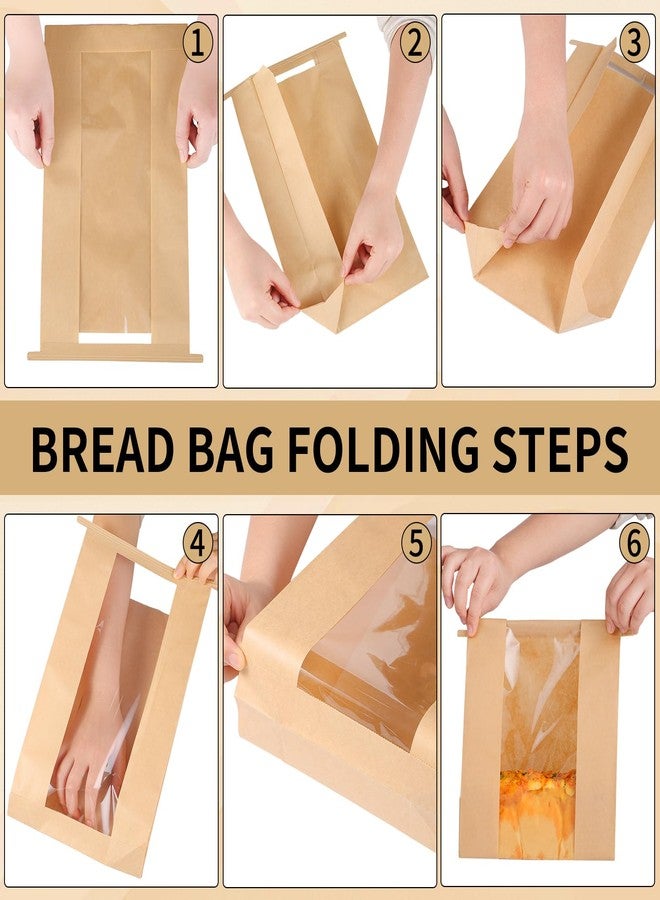 woric 120 Bread Bags for Homemade Bread, Sourdough Bread Bag with Window 14" X 8.3" X 3.5" Large Paper Bakery Bags with Tin Tie Tab Lock Stickers for Food Cookies Packaging Storage - Image 4